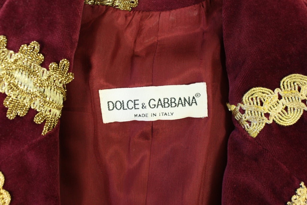 Dolce & Gabbana Velvet Jacket with Gold Trim 4