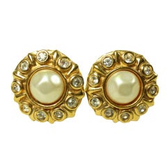 Chanel Rhinestone 
Pearl Earrings