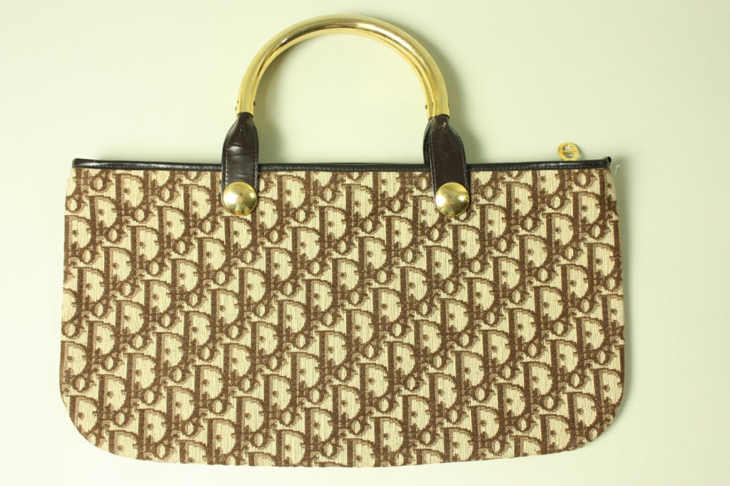 1970's Christian Dior Brown Monogrammed Handbag In Excellent Condition In Los Angeles, CA