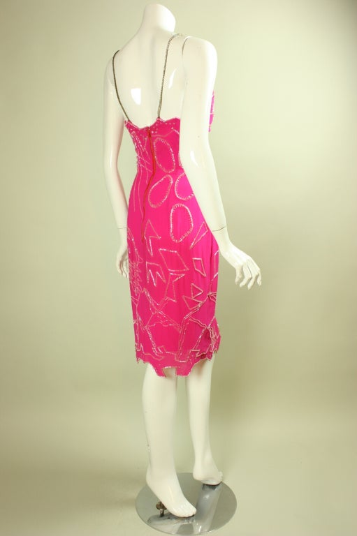 Fabrice Hot Pink Beaded Dress and Shawl 2
