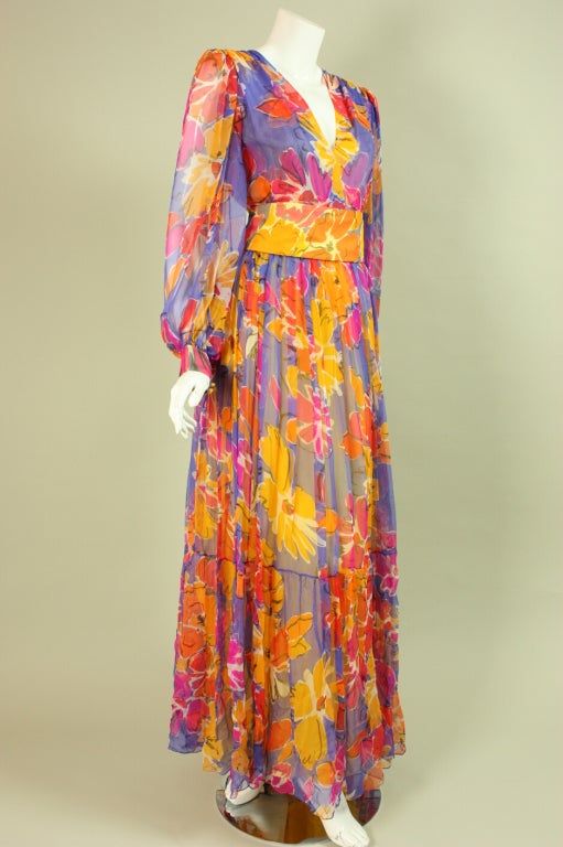 Women's Givenchy Silk Chiffon Floral Gown