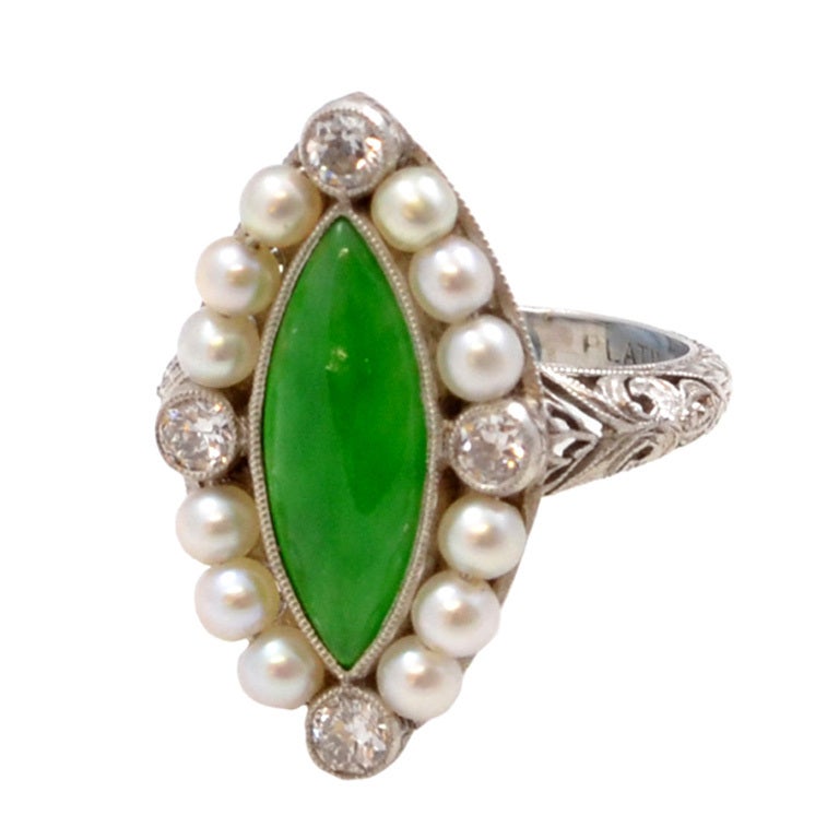 Jade & Pearl Ring For Sale