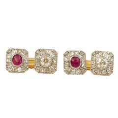Belle Epoque Ruby & Diamond Set Cufflinks