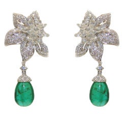 Columbian Emerald and Diamond Ear Pendant