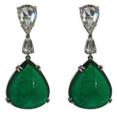 Emerald Pear Shape Drop Earrings 