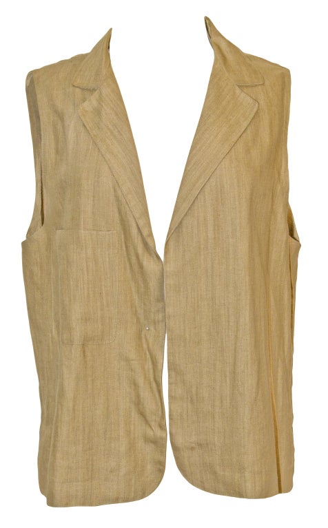 Claude Montana pour Ferrer Y Sentis  Khaki Linen Vest For Sale