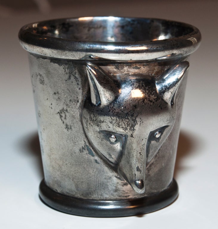Limited Edition / 0013 / Sterling Silver Cast Fox Head Julep Cup. It can also be used as a shot cup.