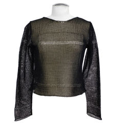 Jil Sander  "Paper" Black Sweater with Jacquard Stripes
