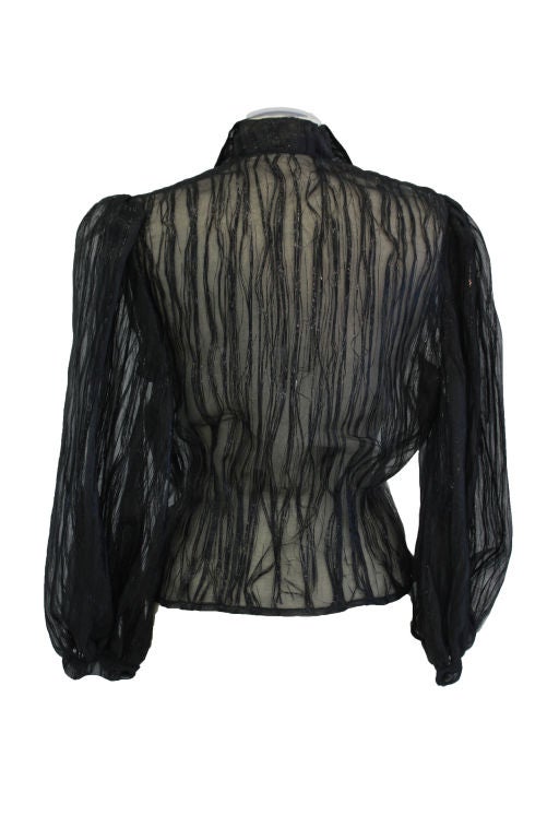 Women's 100% Silk Organza Designer Blouse with Puffed Sleeves For Sale
