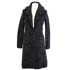Antiprima  Full Shawl Neck Knitted Coat with Jacquard Motif