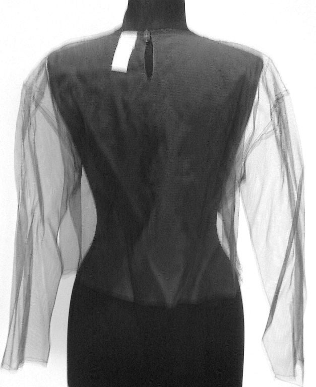 Georgio Armani Black Label Sheer Steel Grey Tulle Topper