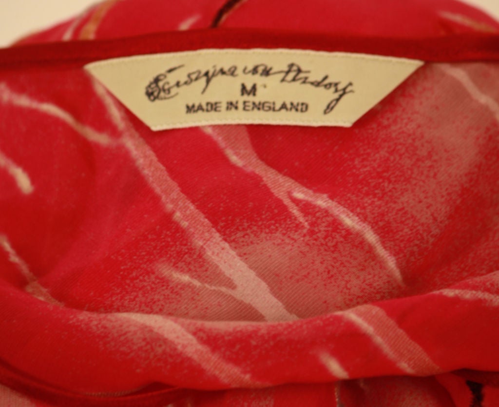 Whimsical and revealing, this sheath is a signature of von Etzdorf. She designs the patterns and no 2 are the same... Multi-color velvet flocking