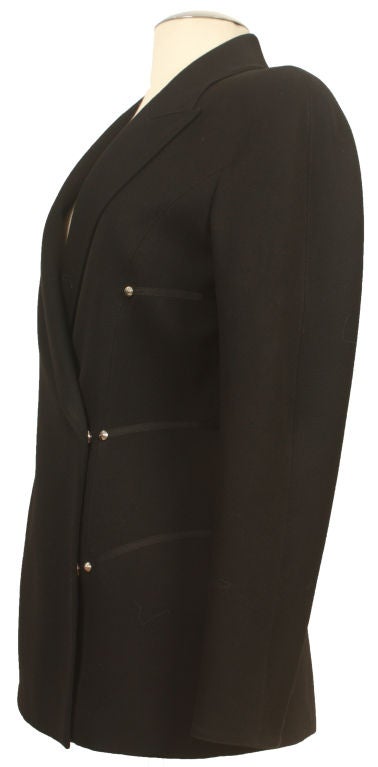 Claude Montana Black Wool 2 pc. Suit w/Studs