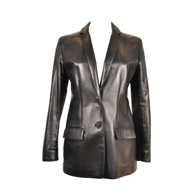 Calvin Klein Collection Napa Leather Blazer For Sale