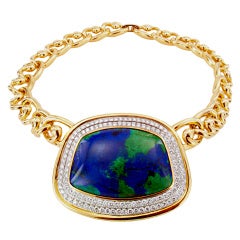 David Webb Azurite Diamond Necklace