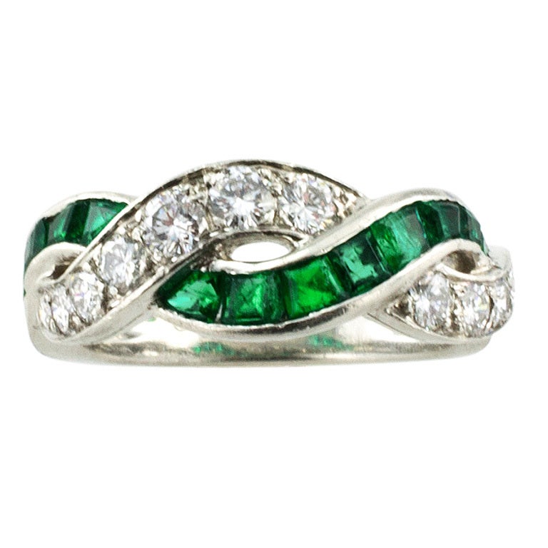 Oscar Heyman Emerald And Diamond Band