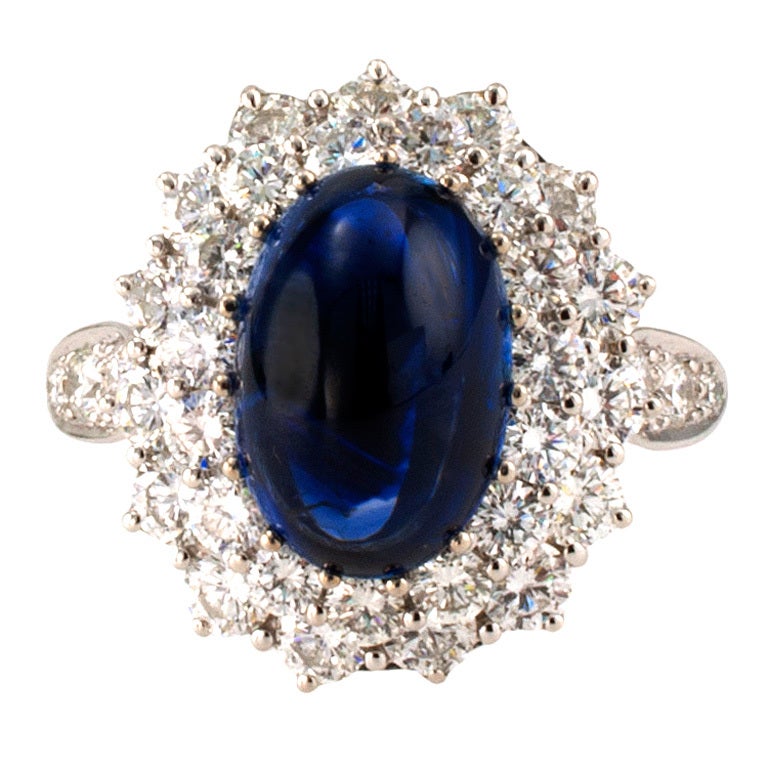 Aletto Brothers Cabachon Sapphire And Diamond Ring at 1stdibs
