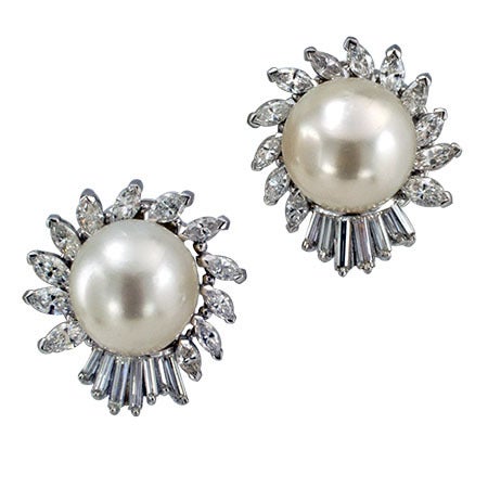 Day-Into-Night South Sea Pearls and Diamond Earrings at 1stDibs