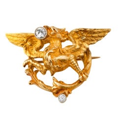 Antique Art Nouveau Griffin Brooch