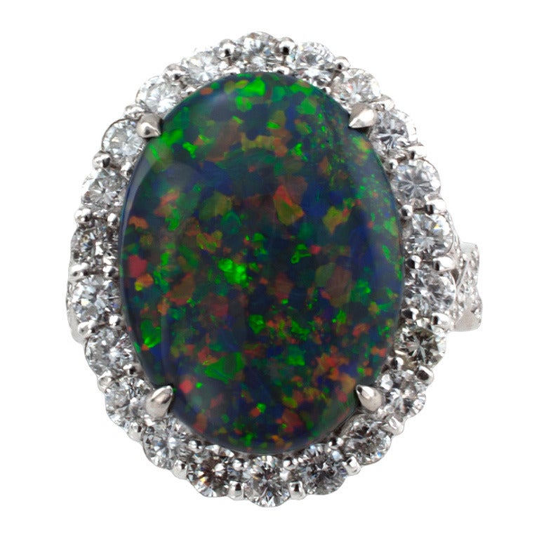 Incredible Black Opal and Diamond ring.