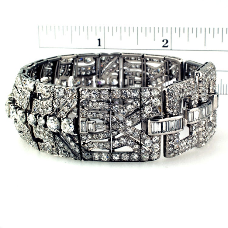Women's Exquisite Wide Art Deco Diamond Bracelet