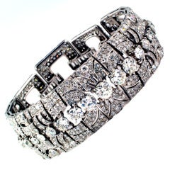 Exquisite Wide Art Deco Diamond Bracelet