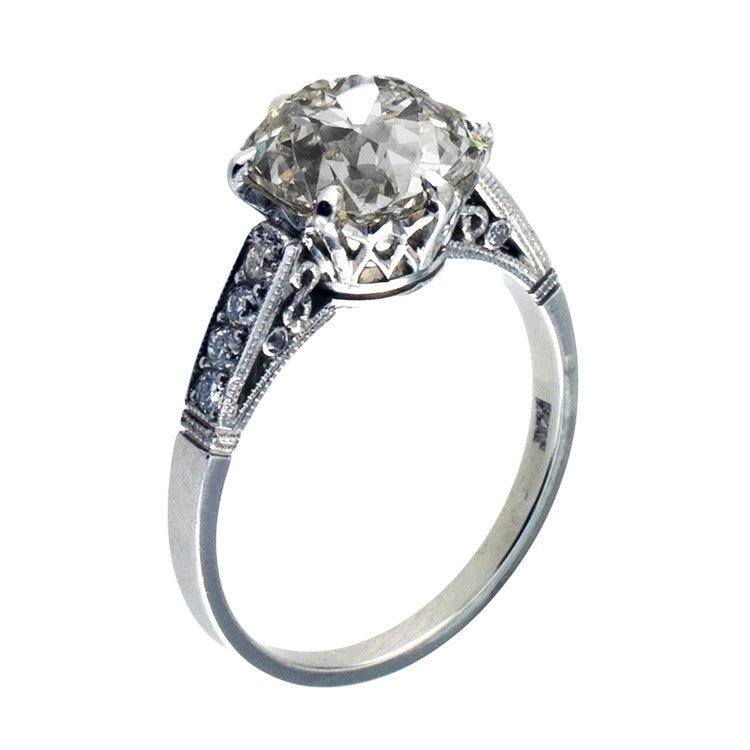 3.02 Carats Old Cushion-Cut Diamond Solitaire Ring

Infinite everlasting love in a ring centering a beautiful and bright 3.02 carats old cushion-cut diamond accompanied by a report from EGL-USA stating that the diamond is L color and VS1 clarity,