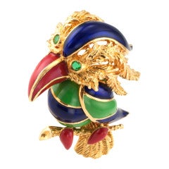 Whimsical Parrot Brooch