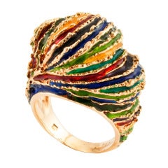 Multicolor Enamel Dome Ring