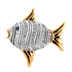 Diamond Angel Fish Brooch