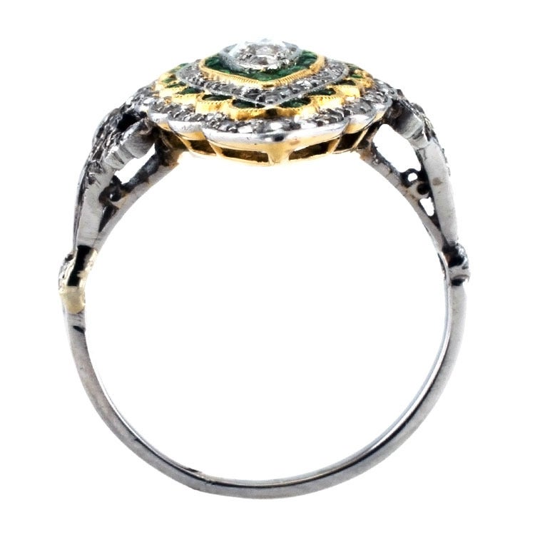 Women's Spectacular Emerald & Diamond Edwardian Ring