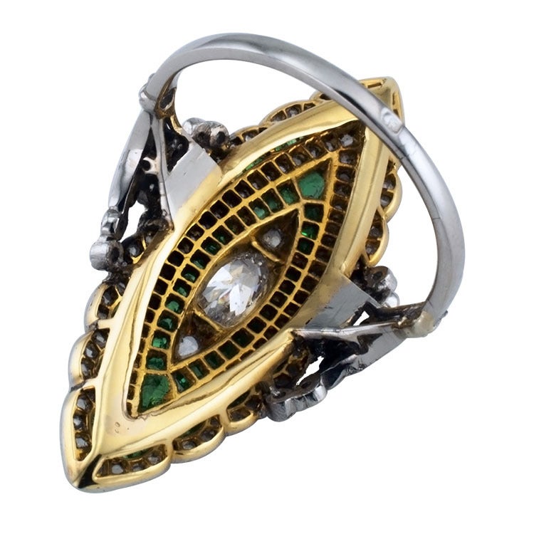 Spectacular Emerald & Diamond Edwardian Ring 1