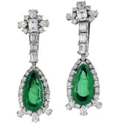 Elegant Emerald and Diamond Ear Pendants