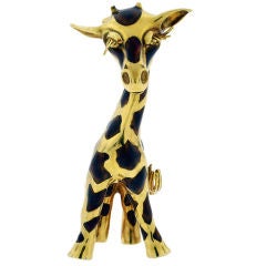 Vintage Whimsical Enamel Gold Giraffe Brooch