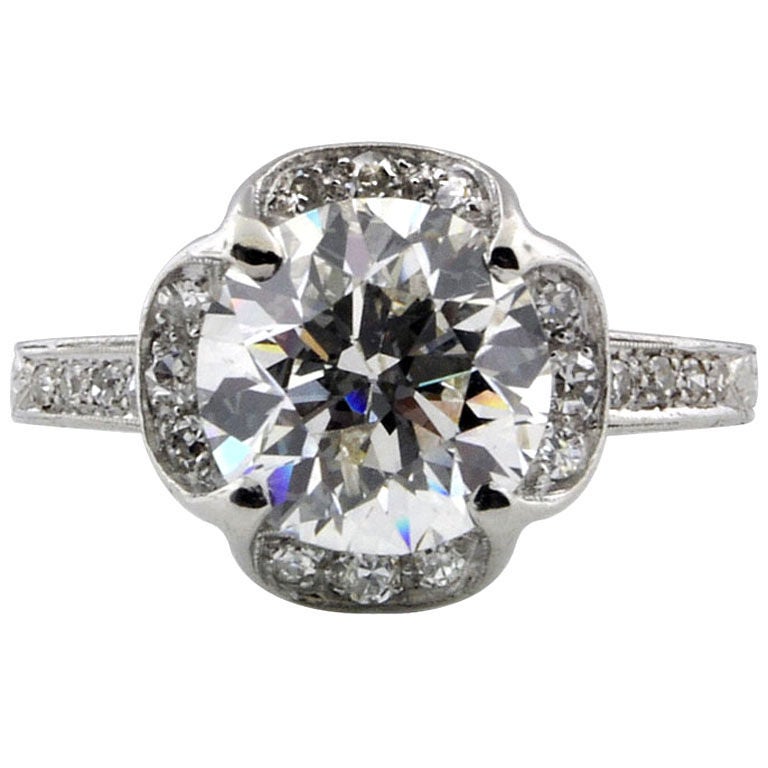 Art Deco 3.10 Carat Diamond Solitaire Ring
