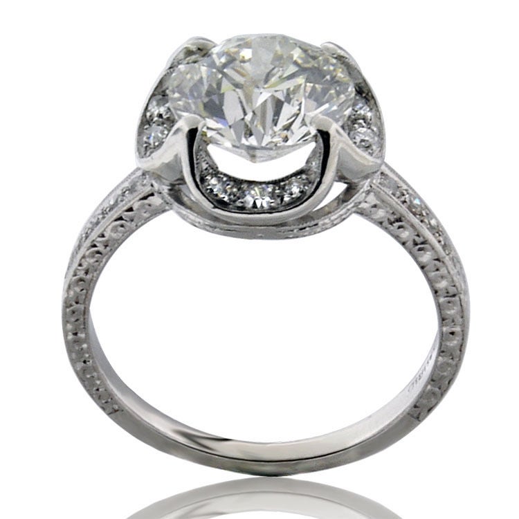 Women's Art Deco 3.10 Carat Diamond Solitaire Ring