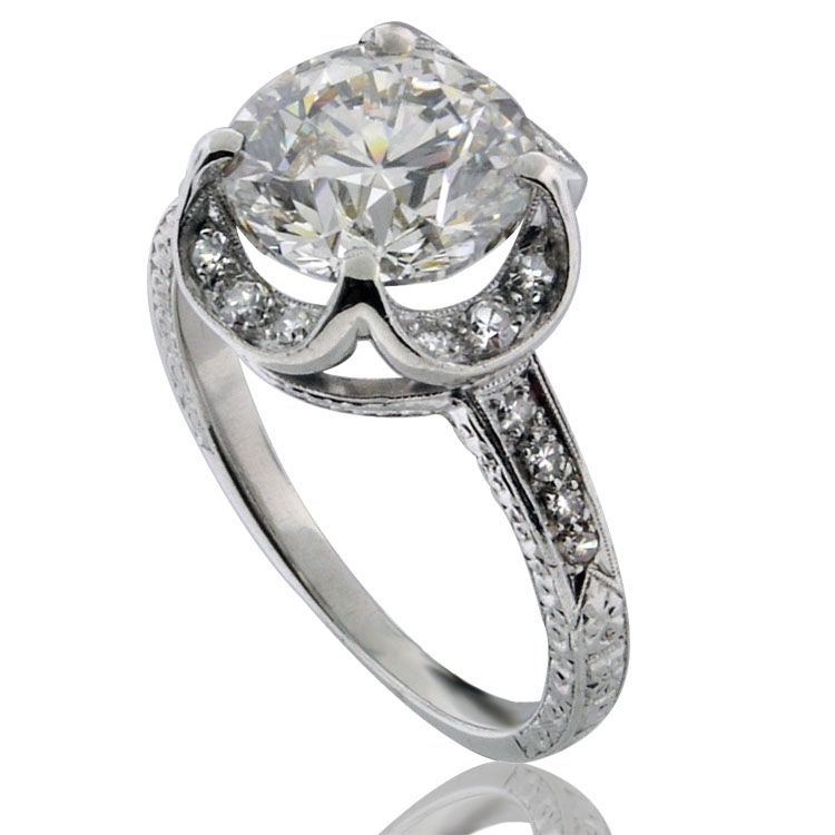 Art Deco 3.10 Carat Diamond Solitaire Ring 1