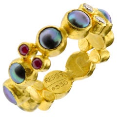 Gurhan Cultured Pearl, Diamond and Color Stone Ring