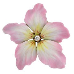 Art Nouveau Enamel Cherry Blossom Brooch, Circa 1905