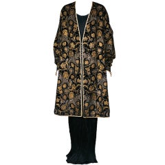 Mariano Fortuny Black Stencilled Velvet Persian Style Coat 1