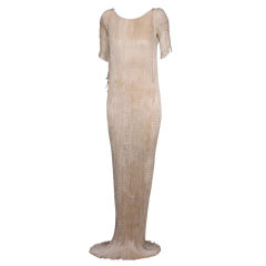 Mariano Fortuny Light Cafe au Lait Short Sleeved Delphos Gown 4