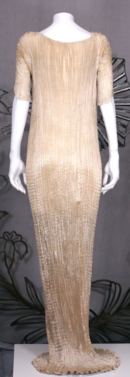 Mariano Fortuny Light Cafe au Lait Short Sleeved Delphos Gown 1