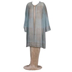 Mariano Fortuny Aquamarine Gauze Stencilled Coat 7