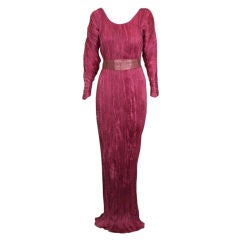 Rare Mariano Fortuny Deep Begonia Long Sleeved Delphos Gown