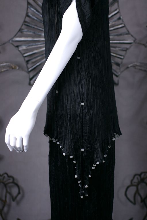 Mariano Fortuny Black Silk Peplos Gown For Sale 2