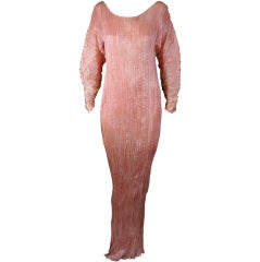 Mariano Fortuny Rare Shell Pink Long Sleeved Delphos Gown 4