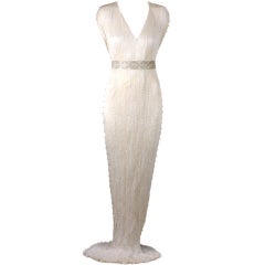 Mariano Fortuny Off White Silk Delphos Gown
