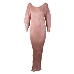 Mariano Fortuny Long Sleeved Shell Pink Delphos Gown