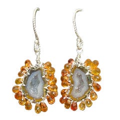 Agate Geodes & Sapphires Earrings - Natalie Earrings