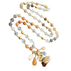 Georgian Carnelian Swan Fob Multicored Moonstone Necklace